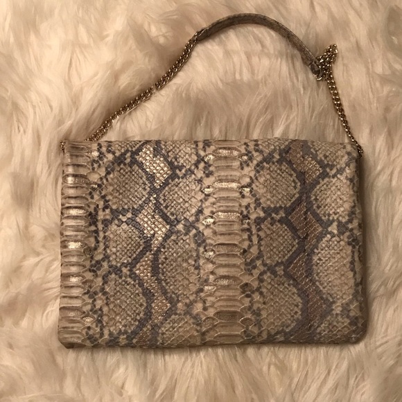 Henri Bendel Debutante Asymmetric Snake Clutch